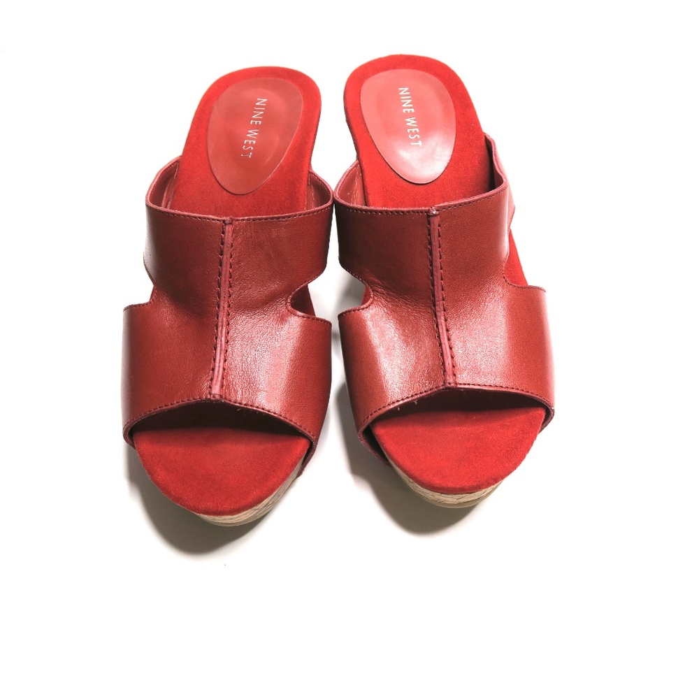 Nine West Shoes/Red Elberta Wedge Sandal Size 8M - Picture 2 of 8